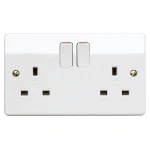 K2747 - MK Switched Twin Socket Outlet - White