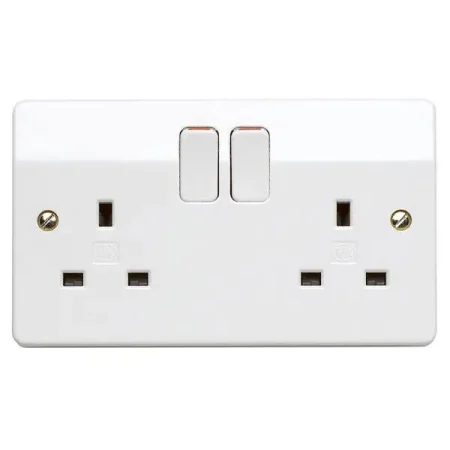 K2747 - MK Switched Twin Socket Outlet - White