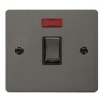 FPBN723BK - Click Define Black Nickel 20A Double Pole Switch C/W Neon