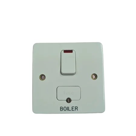 MK K1060WHI-B 13A Switched Fused Spur with Neon Engraved Boiler