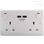 BG Nexus White 822U3 Switched Double Socket & USB Charger