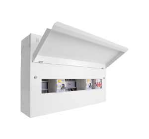 CUEHIB18MSRCD12 - Scolmore Elucian 18 Way (12 Free Ways) High Integrity Metal Consumer Unit with 100A Mains Switch + 2 x 80A 30mA RCD