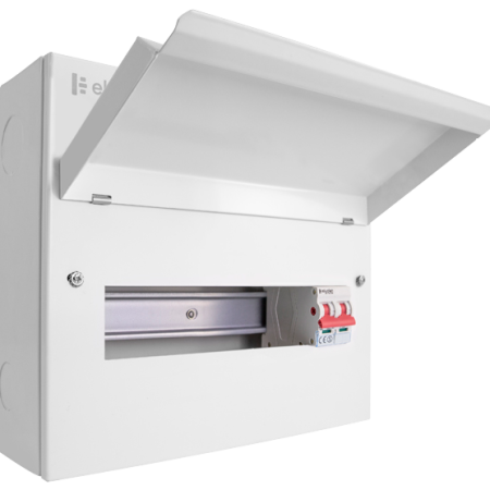 CUEB12MS10 - 12 Way Metal Consumer Unit with 100A Mains Switch (10 Free Ways)