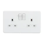 SFR9000MW 13A 2G DP Screwless Switched Socket – Matt White by Knightsbridge