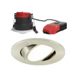 Ansell APRIPG/1/SC adjustable gimbal LED downlight in satin chrome with dual wattage and selectable colour temperature